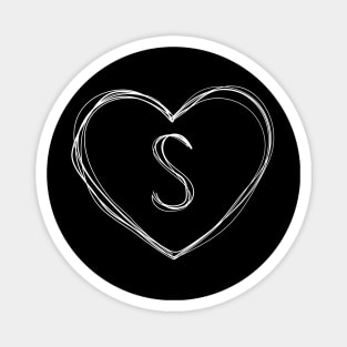Letter S with heart frame in lineart style Magnet